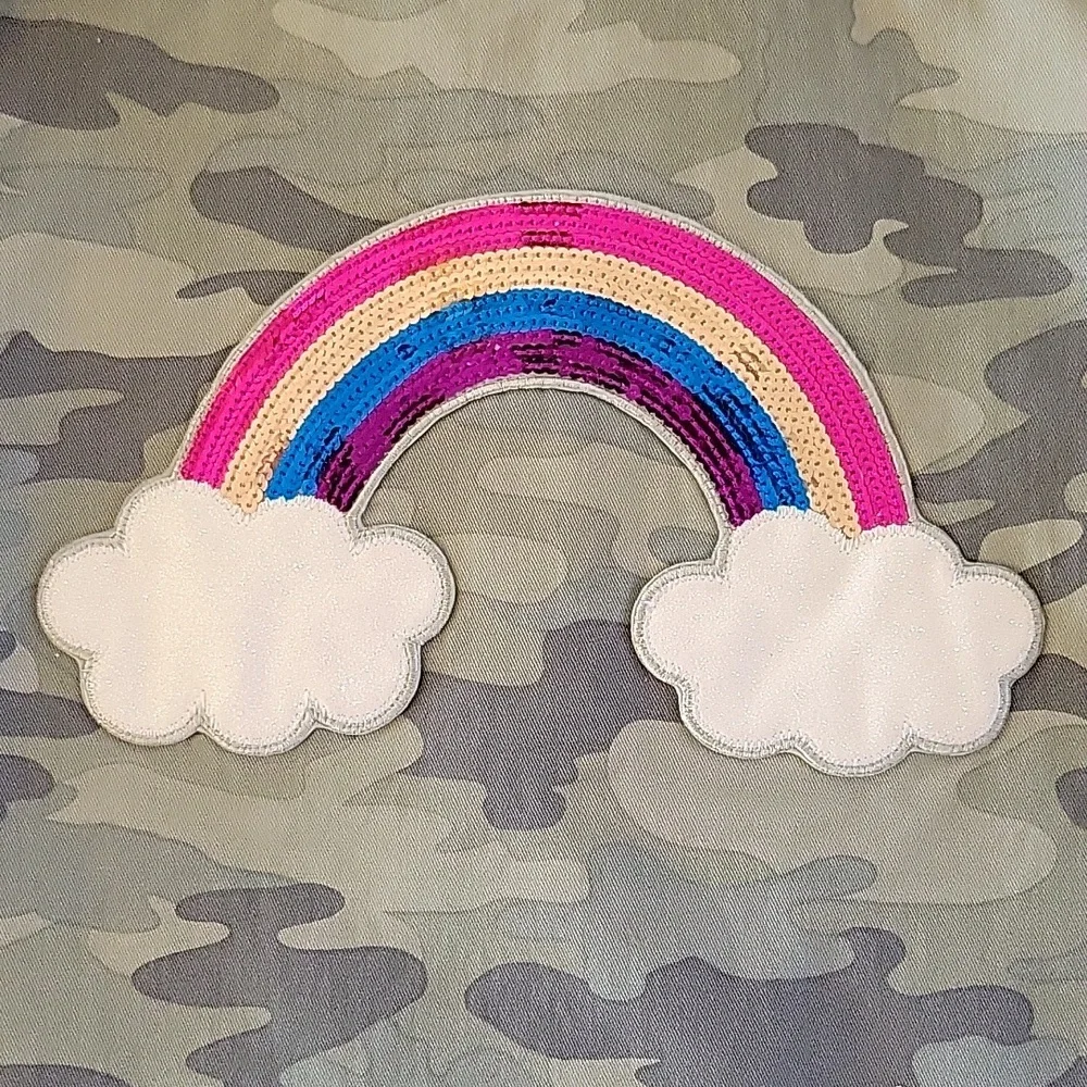 Children's Place Camo Rainbow Sequin Lightweight Jacket Girls Size 7/8